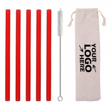 Straight Silicone Straws Set